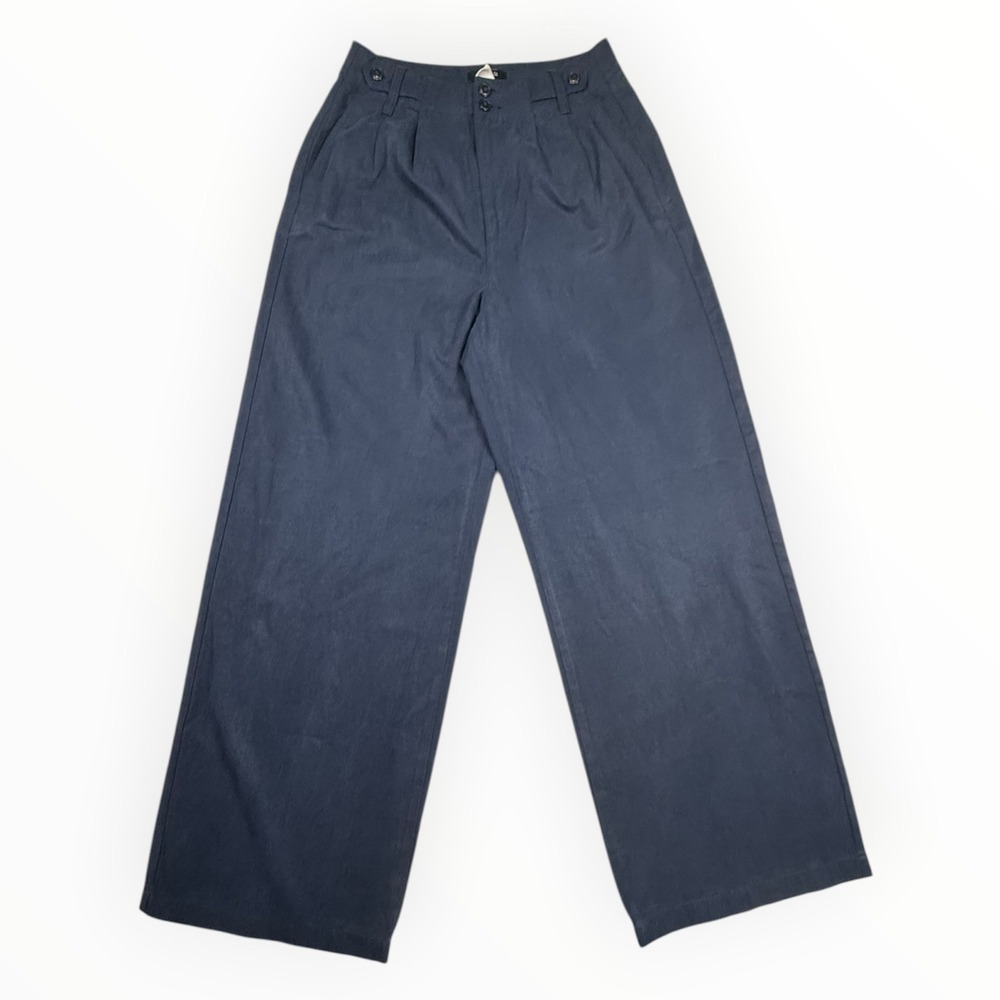 Madewell Dress Pants Women 2 Navy Blue Excellent Wide Leg Pleated Trousers